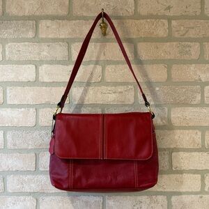 Chic Red Leather Shoulder Bag
